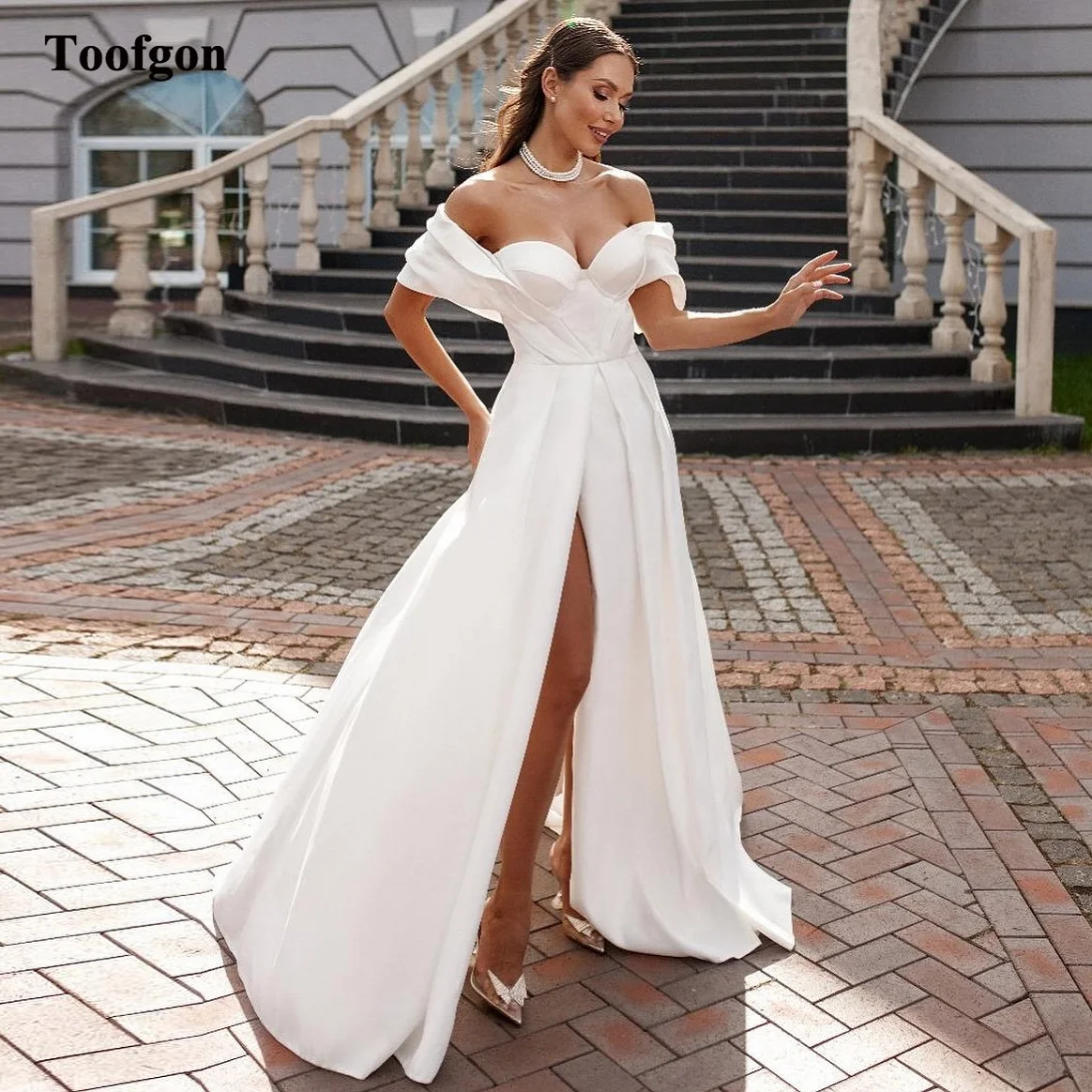 Toofgon Simple Satin Customized Wedding Dresses Bride Slit Sweetheart Long Formal Bridal Gowns Women Wedding Party Photos Dress
Toofgon Simple Satin Customized Wedding Dresses Bride Slit Sweetheart Long Formal Bridal Gowns Women Wedding Party Photos Dress