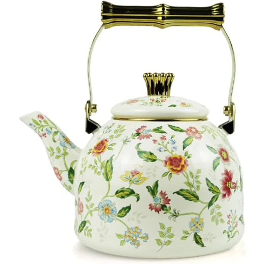 Vintage Enamel Tea Kettle, Fragrant s Pattern Stovetop Teapot with Gold Handle, 2.5L Enamel Kettle Kitchen Decor, Ideal Gift fo
Vintage Enamel Tea Kettle, Fragrant s Pattern Stovetop Teapot with Gold Handle, 2.5L Enamel Kettle Kitchen Decor, Ideal Gift fo