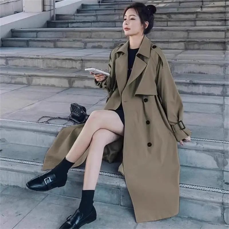 Women's Trench Coat Belt Turn-down Collar Long Sleeves Double Breasted Windbreaker Autumn Winter Jackets
Women's Trench Coat Belt Turn-down Collar Long Sleeves Double Breasted Windbreaker Autumn Winter Jackets