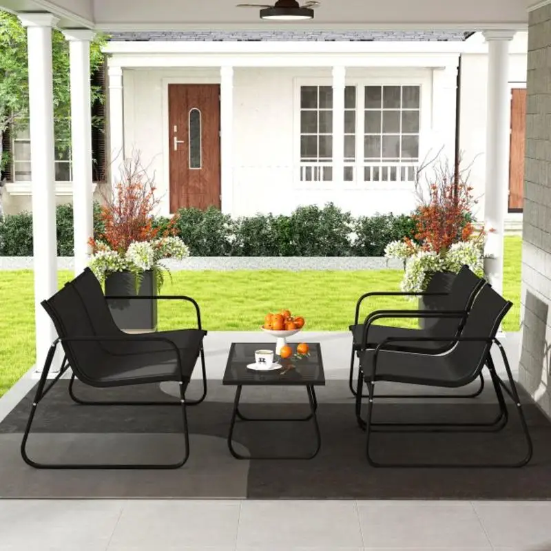 4 Pieces Patio Furniture Set Fabric Lawn Chairs and Loveseat with Glass Coffee Table
4 Pieces Patio Furniture Set Fabric Lawn Chairs and Loveseat with Glass Coffee Table
