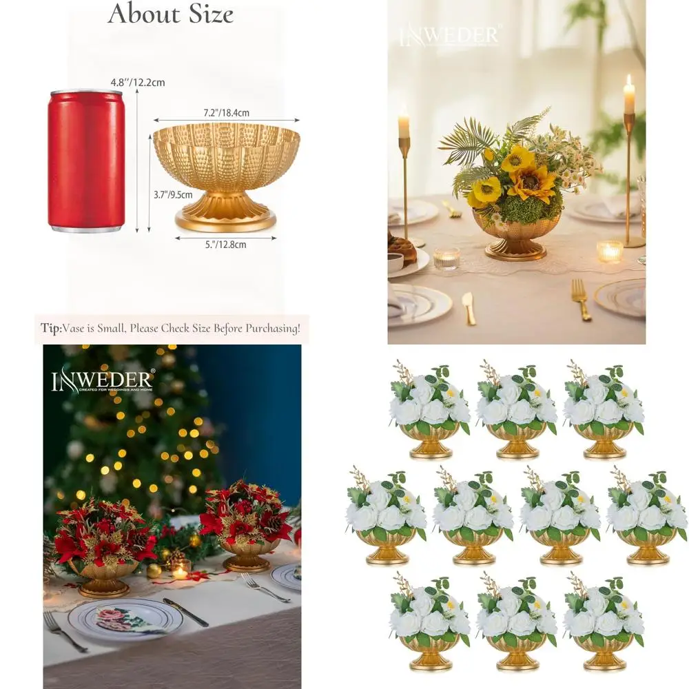 10-Piece Gold Mini Flower Vases for Wedding Table Centerpieces - Bulk Party Decor for Engagements and Celebrations
10-Piece Gold Mini Flower Vases for Wedding Table Centerpieces - Bulk Party Decor for Engagements and Celebrations