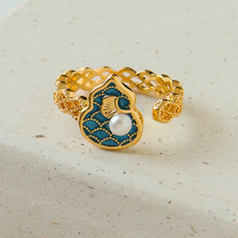 Blue Enamel Calabash Hollow Opening Rings for Women Natural Pearls Adjust Finger Ring Female Wedding Jewelry Gifts
Blue Enamel Calabash Hollow Opening Rings for Women Natural Pearls Adjust Finger Ring Female Wedding Jewelry Gifts