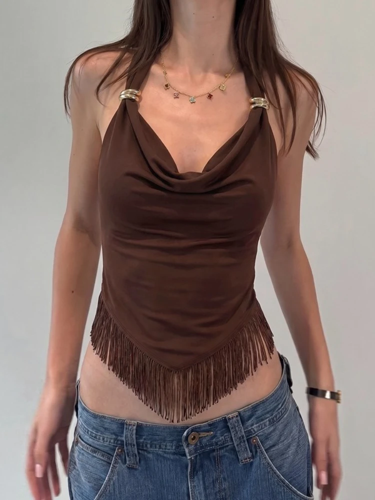Woman Clothing Halter Backless Tassels Corset Tops 2026 Summer Sexy Bandage Sleeveless T-shirt Female Slim Tank Top Streetwear
Woman Clothing Halter Backless Tassels Corset Tops 2026 Summer Sexy Bandage Sleeveless T-shirt Female Slim Tank Top Streetwear