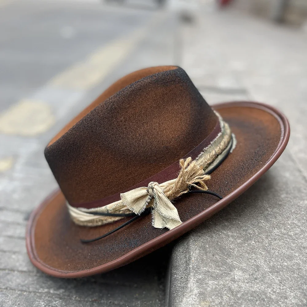 Womem Men Wool Wide Brim Fedora Hat Winter Auturmn Make Old Jazz Hat Gangster Top Church Hat Can Adjusted Size
Womem Men Wool Wide Brim Fedora Hat Winter Auturmn Make Old Jazz Hat Gangster Top Church Hat Can Adjusted Size