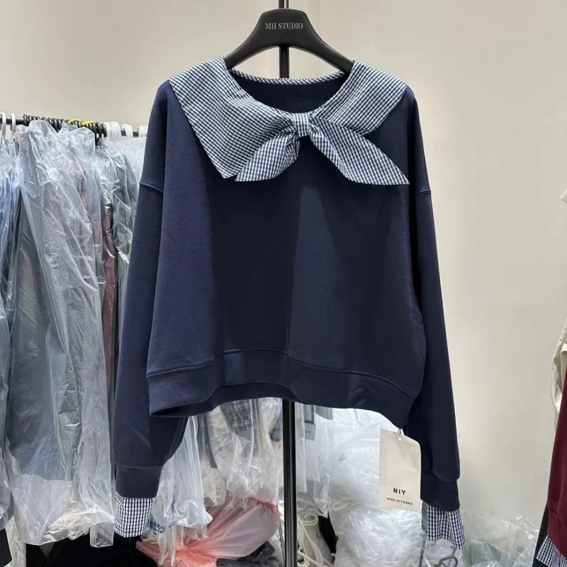 Plaid Spliced Round Neck Sweatshirt Women Lazy Style Fashionable and Relaxed Versatile Spliced Long-sleeved Top
Plaid Spliced Round Neck Sweatshirt Women Lazy Style Fashionable and Relaxed Versatile Spliced Long-sleeved Top
