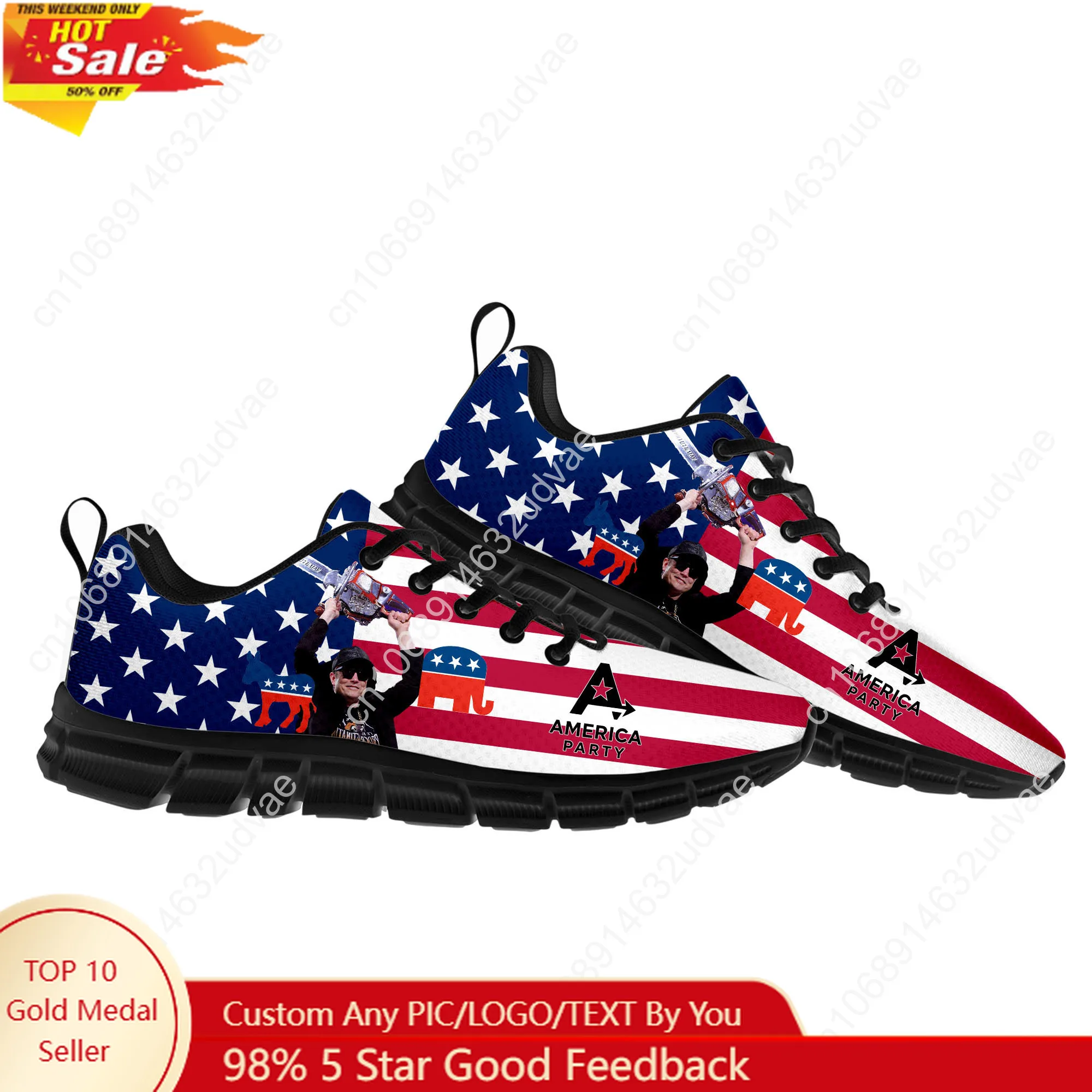 America Party Sports Shoes Mens Womens Teenager Sneakers Elon Musk Durable Elastic Footwear Casual Customized Couple Shoes Black
America Party Sports Shoes Mens Womens Teenager Sneakers Elon Musk Durable Elastic Footwear Casual Customized Couple Shoes Black