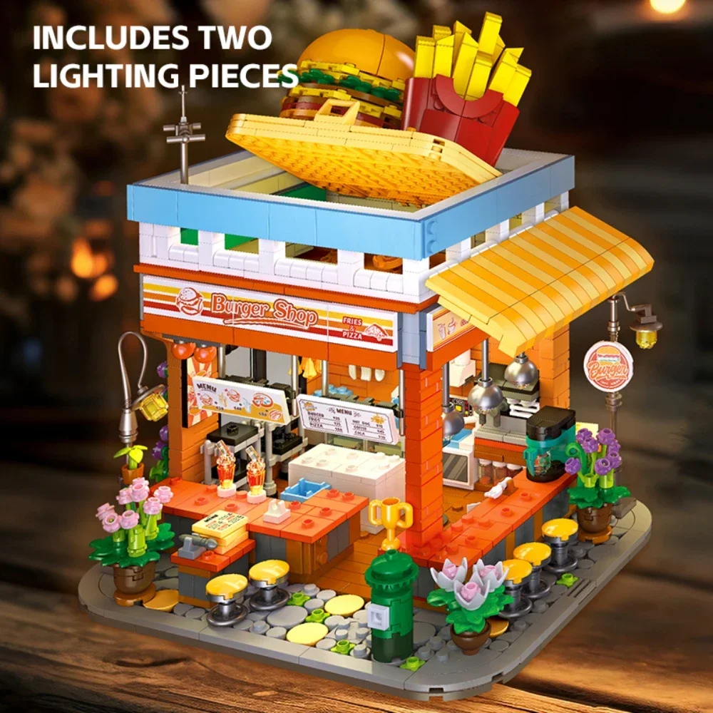 City Street View Creative Burger Shop Building Blocks Modular Assembly Sets Desktop Decoration Model Ideas Toys Holiday Gifts
City Street View Creative Burger Shop Building Blocks Modular Assembly Sets Desktop Decoration Model Ideas Toys Holiday Gifts
