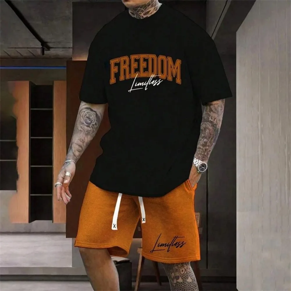Men's Trendy Summer Letter Printed Pattern Casual Breathable Short Sleeve Set Outdoor Men's Quick Drying Soft Round Neck T-shirt
Men's Trendy Summer Letter Printed Pattern Casual Breathable Short Sleeve Set Outdoor Men's Quick Drying Soft Round Neck T-shirt