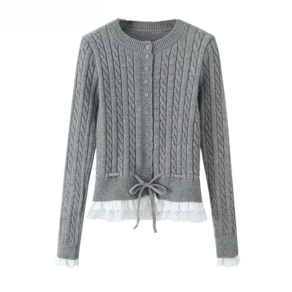 2025 autumn and winter European and American style round neck long sleeved lace lace lace knit cardigan for women
2025 autumn and winter European and American style round neck long sleeved lace lace lace knit cardigan for women