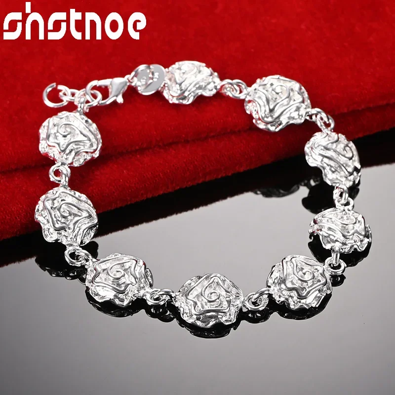 SHSTONE 925 Sterling Silver Bracelets Rose Flower Chain Bracelet Women Party Wedding High Quality Fashion Jewelry Gifts
SHSTONE 925 Sterling Silver Bracelets Rose Flower Chain Bracelet Women Party Wedding High Quality Fashion Jewelry Gifts