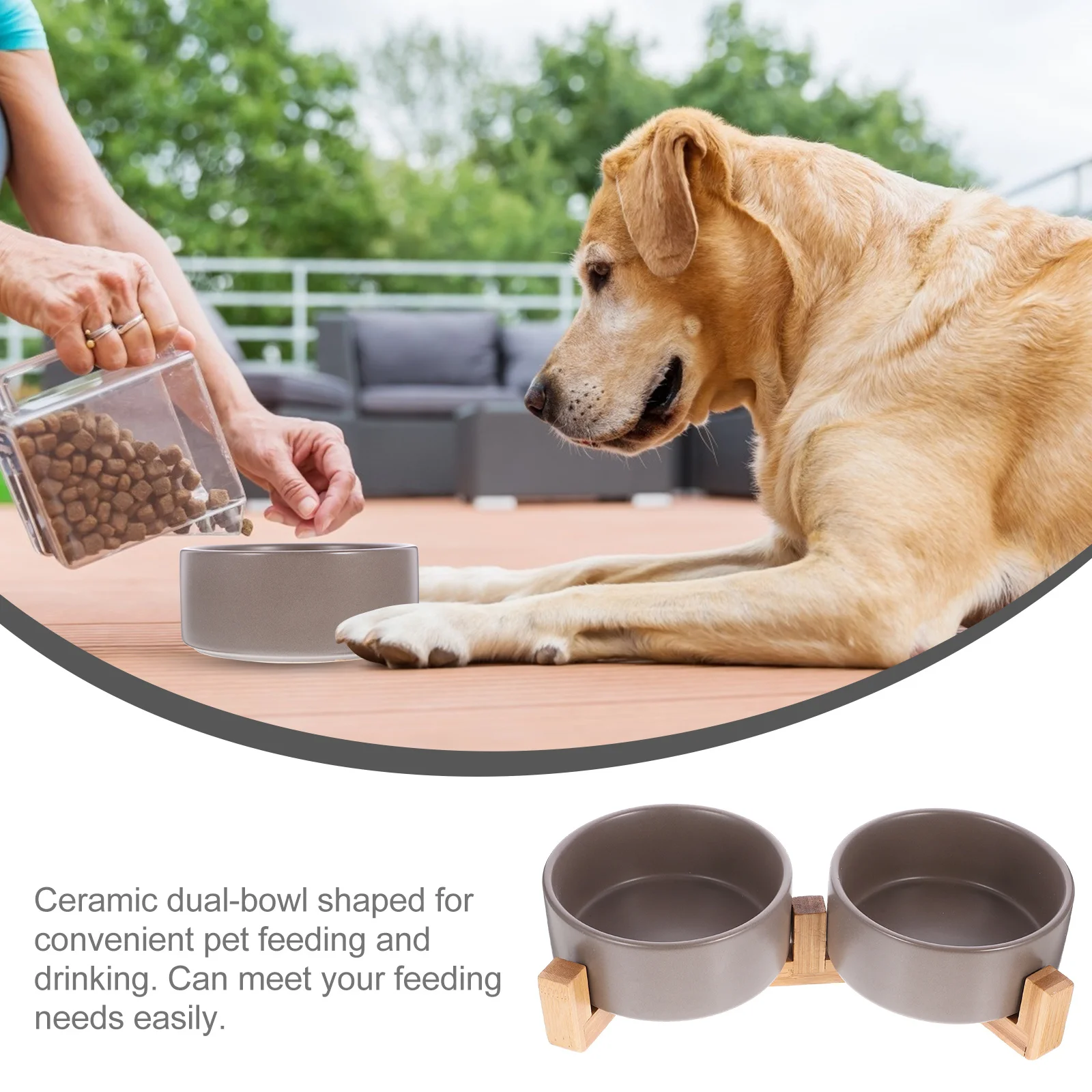 1Set Ceramic Dog Cat Dual Bowl Pet Feeding Station Wooden Stable Stand Nonslip Design Food Water Bowls for Home Puppy Feeder
1Set Ceramic Dog Cat Dual Bowl Pet Feeding Station Wooden Stable Stand Nonslip Design Food Water Bowls for Home Puppy Feeder