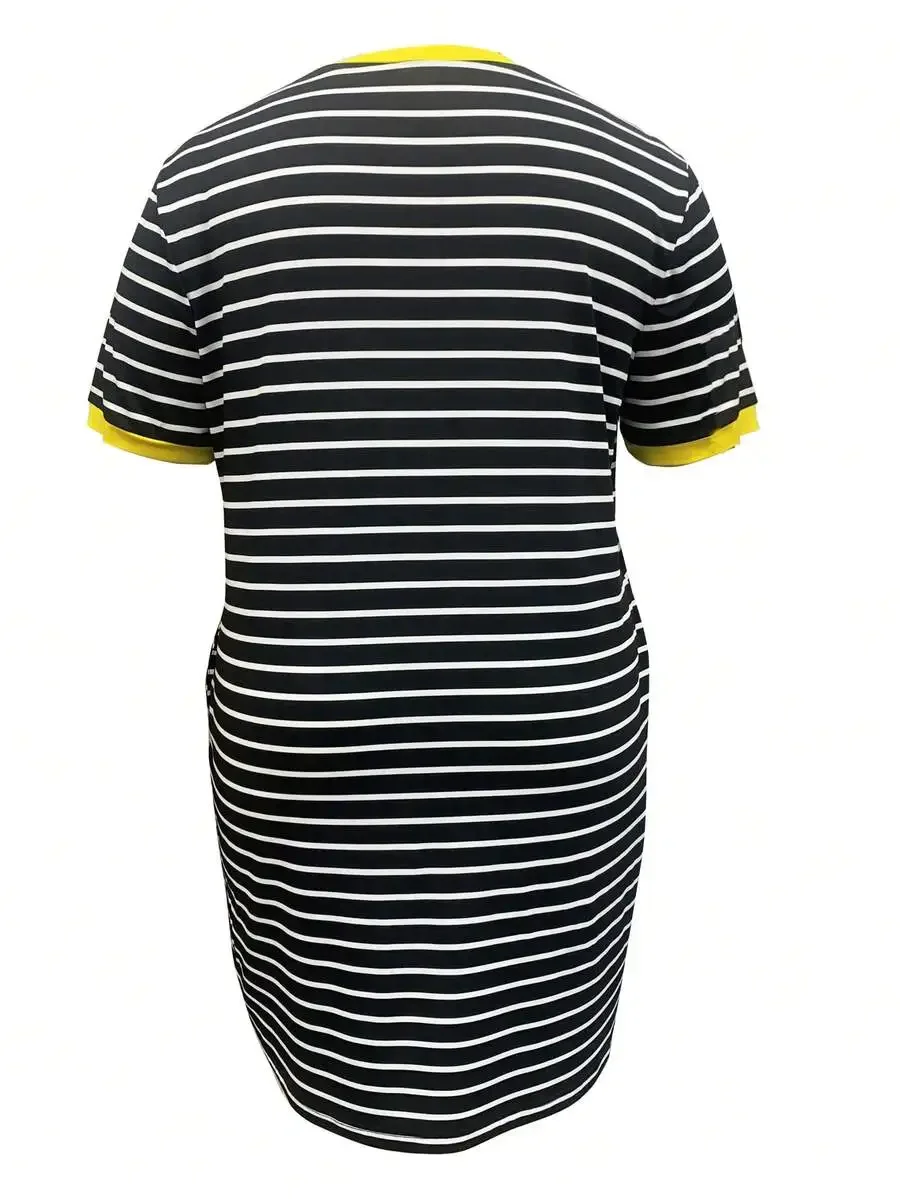 Plus Size Women Striped Contrast T-Shirt Dress Summer Casual
Plus Size Women Striped Contrast T-Shirt Dress Summer Casual