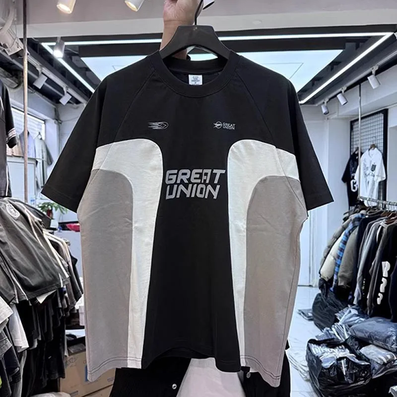 New Summer Trend Brand T-shirt High Street Patchwork Design Letter Print Short-sleeved Loose Casual Round Neck Cotton T-shirt
New Summer Trend Brand T-shirt High Street Patchwork Design Letter Print Short-sleeved Loose Casual Round Neck Cotton T-shirt