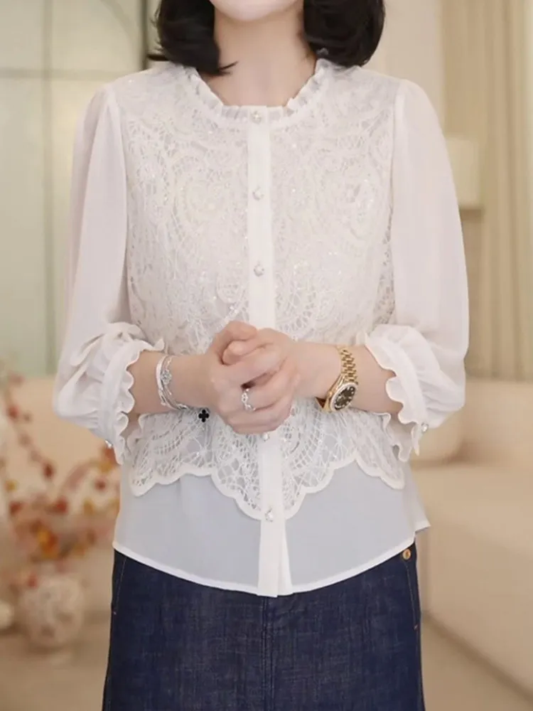 Casual Style Lace round Neck Seven Sleeve Loose Fit Slimming Top Women's Shirt Design Sensation Fake Two-Piece Summer New Arr...
Casual Style Lace round Neck Seven Sleeve Loose Fit Slimming Top Women's Shirt Design Sensation Fake Two-Piece Summer New Arr...