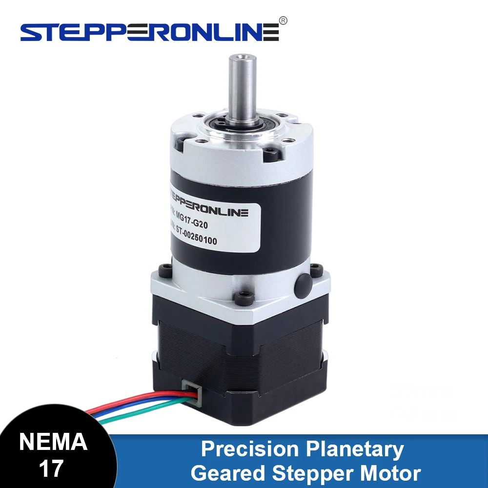STEPPERONLINE Nema 17 Geared Stepper Motor Bipolar 34mm Body Length with w/Ratio 5-100:1 Precision Planetary Gear Stepping Motor
STEPPERONLINE Nema 17 Geared Stepper Motor Bipolar 34mm Body Length with w/Ratio 5-100:1 Precision Planetary Gear Stepping Motor