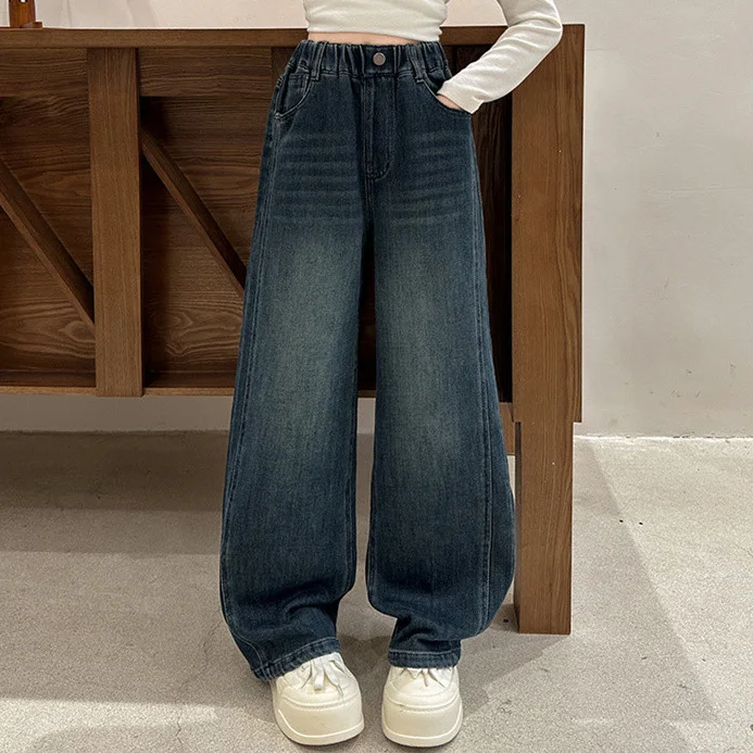 Осенние детские штаны для девочек, карманные брюки с вышивкой бабочки для девочек, свободные брюки с высокой талией для школьниц, прямые джинсы
Осенние детские штаны для девочек, карманные брюки с вышивкой бабочки для девочек, свободные брюки с высокой талией для школьниц, прямые джинсы