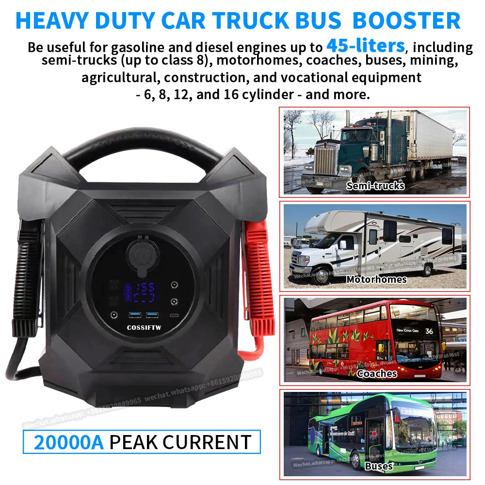 12V 24V Jump Starter Battery Booster Car Portable Battery Charger for Car Power Bank 20000A Starting Device Automotive Starter
12V 24V Jump Starter Battery Booster Car Portable Battery Charger for Car Power Bank 20000A Starting Device Automotive Starter