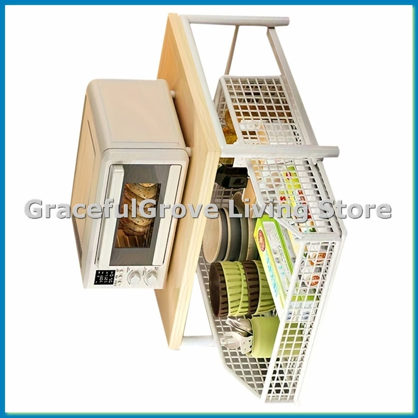 Компактный органайзер для кухонной столешницы с выдвижным ящиком и проволочной корзиной - прочная полка из массива дерева для кофеварки. Белый-АБИС
Компактный органайзер для кухонной столешницы с выдвижным ящиком и проволочной корзиной - прочная полка из массива дерева для кофеварки. Белый-АБИС