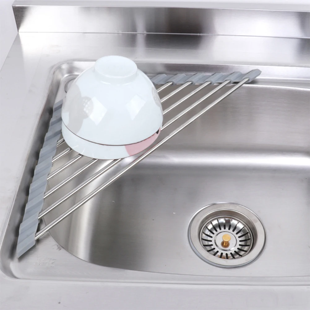 Stainless Steel TPE Sink Drying Rack Kitchen Utensil Dish Drainer Roll Up Foldable Water Drainage Hollow Holes Triangular Shape
Stainless Steel TPE Sink Drying Rack Kitchen Utensil Dish Drainer Roll Up Foldable Water Drainage Hollow Holes Triangular Shape
