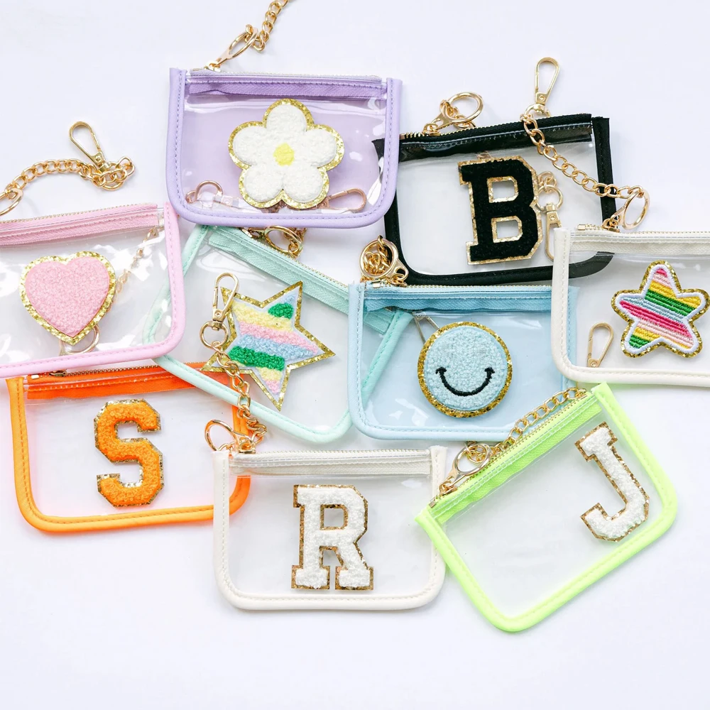 Summer Clear Wallet Keychain Clear Card Holder Keychain with Patches Chenille Letter Keychain Small Clear Zip Wallet Keychain
Summer Clear Wallet Keychain Clear Card Holder Keychain with Patches Chenille Letter Keychain Small Clear Zip Wallet Keychain