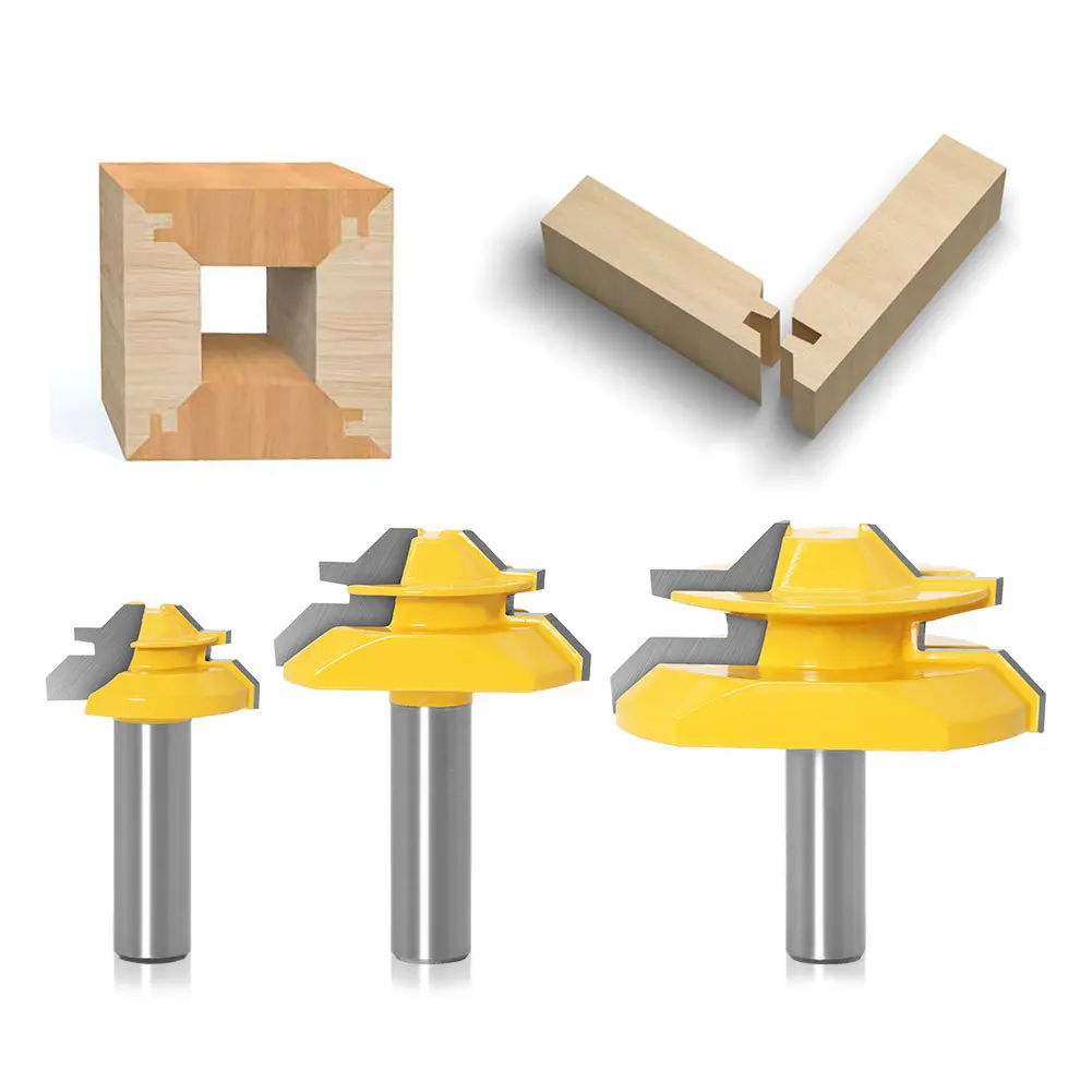 1PC 1/2" 1/4" 8MM 6MM 12MMShank Milling Cutter Wood Carving 45 Degree Lock Miter Router Bit Woodworking Tenon Mill Cutter Tool
1PC 1/2" 1/4" 8MM 6MM 12MMShank Milling Cutter Wood Carving 45 Degree Lock Miter Router Bit Woodworking Tenon Mill Cutter Tool