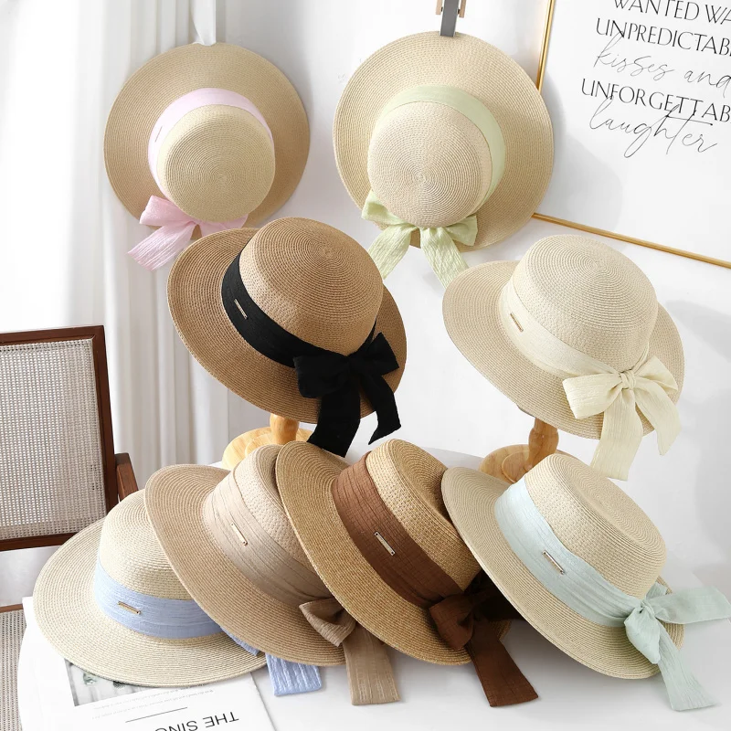 Korean-Style Sweet Bow-Knot Ribbon Flat-Top Wide-Brimmed Hat, Everyday Wear, Face-Slimming Beach Hats Women
Korean-Style Sweet Bow-Knot Ribbon Flat-Top Wide-Brimmed Hat, Everyday Wear, Face-Slimming Beach Hats Women