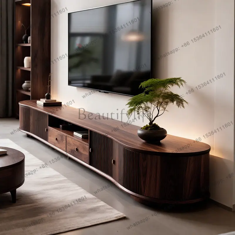 New Chinese solid wood TV cabinet, living room high-end black walnut large and small apartment type
New Chinese solid wood TV cabinet, living room high-end black walnut large and small apartment type