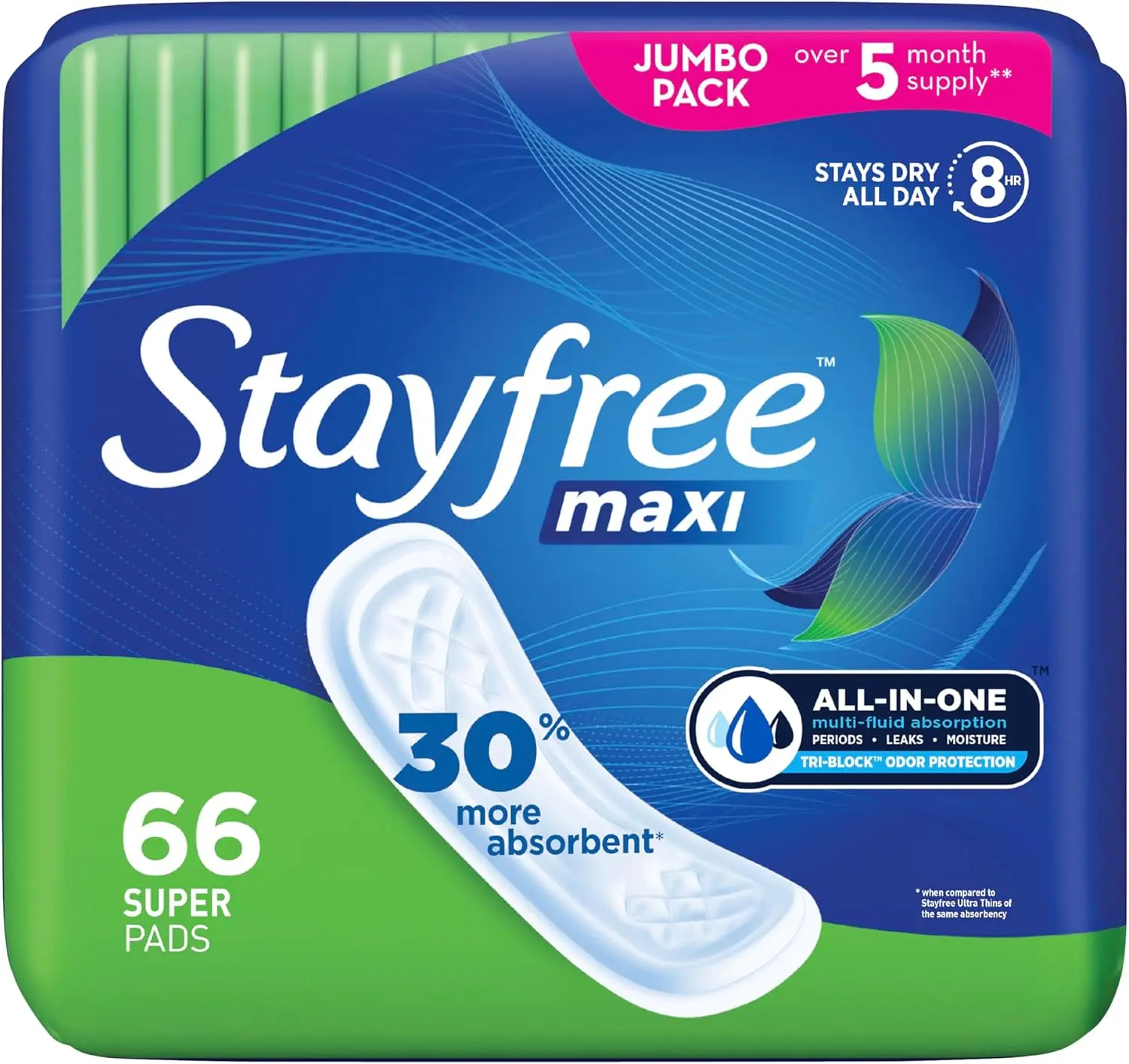 Stayfree Maxi Super Long Pads For Women, Wingless, Reliable Protection and Absorbency of Feminine Periods, 66ct
Stayfree Maxi Super Long Pads For Women, Wingless, Reliable Protection and Absorbency of Feminine Periods, 66ct
