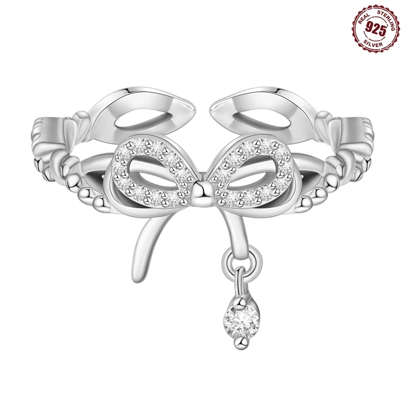 925 Sterling Silver Classic Simple Fashion Style Rings bowknot contort Open Ring Zircon Ring Popular Women Birthday Gifts
925 Sterling Silver Classic Simple Fashion Style Rings bowknot contort Open Ring Zircon Ring Popular Women Birthday Gifts