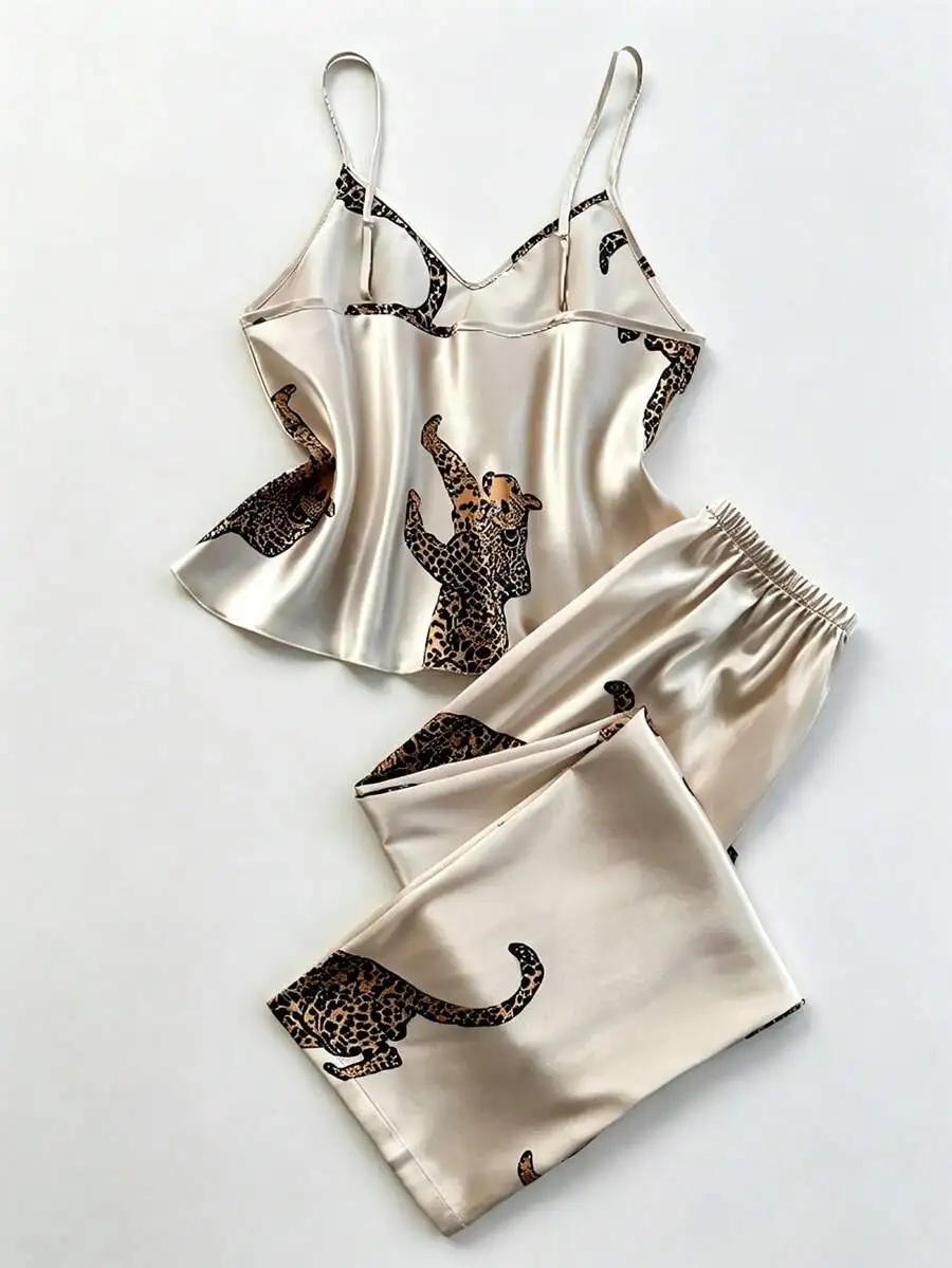 Women Satin Sleeveless Pajama Set Lingerie Sleepwear Silk Nightwear Home Wear
Women Satin Sleeveless Pajama Set Lingerie Sleepwear Silk Nightwear Home Wear