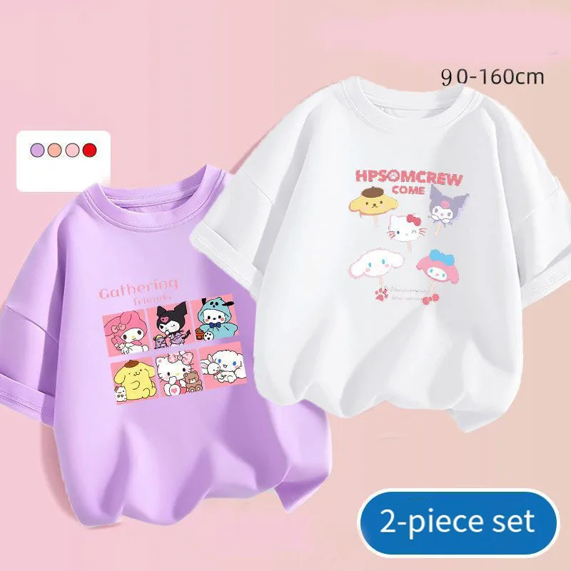 Sanriou Children's Clothes Reviews Many Baby Clothes Two-Piece Pack T-Shirt for Girls Kawaii Hello Kitty Kuromi Festival Gift
Sanriou Children's Clothes Reviews Many Baby Clothes Two-Piece Pack T-Shirt for Girls Kawaii Hello Kitty Kuromi Festival Gift