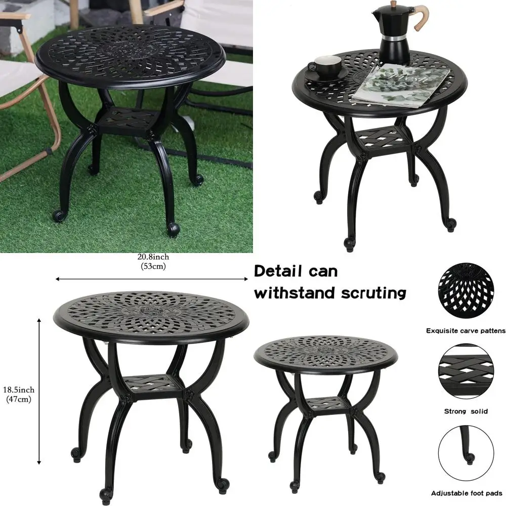 Rust-Resistant Round Black Outdoor/Indoor Side Table for Patio, Garden, Porch, Balcony
Rust-Resistant Round Black Outdoor/Indoor Side Table for Patio, Garden, Porch, Balcony