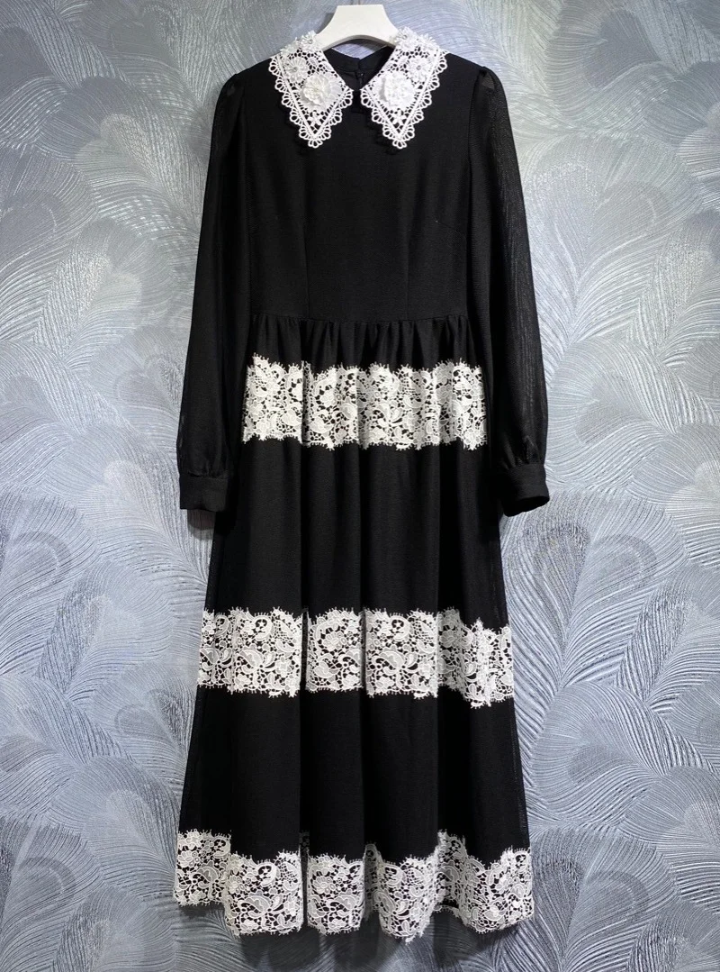 XXL Long Dress 2024 Spring Party Evening Lady Dress White Lace Turn-down Collar Color Block Patchwork Long Sleeve Dress Female
XXL Long Dress 2024 Spring Party Evening Lady Dress White Lace Turn-down Collar Color Block Patchwork Long Sleeve Dress Female