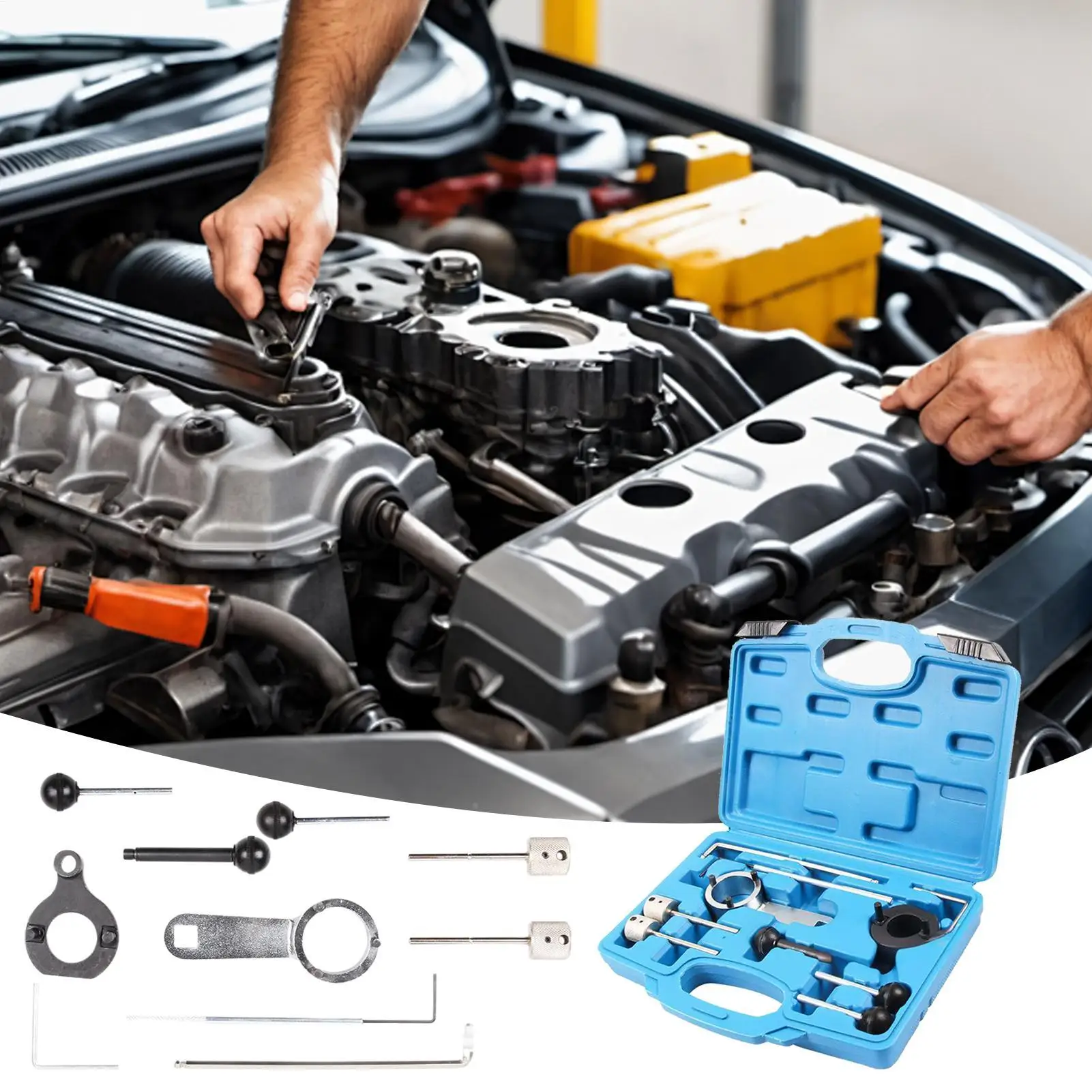 Automotive Timing Tool Camshaft Locking and Belt Adjust Tool for Petrol Engine Camshaft Holding Alignment Professional Kit
Automotive Timing Tool Camshaft Locking and Belt Adjust Tool for Petrol Engine Camshaft Holding Alignment Professional Kit