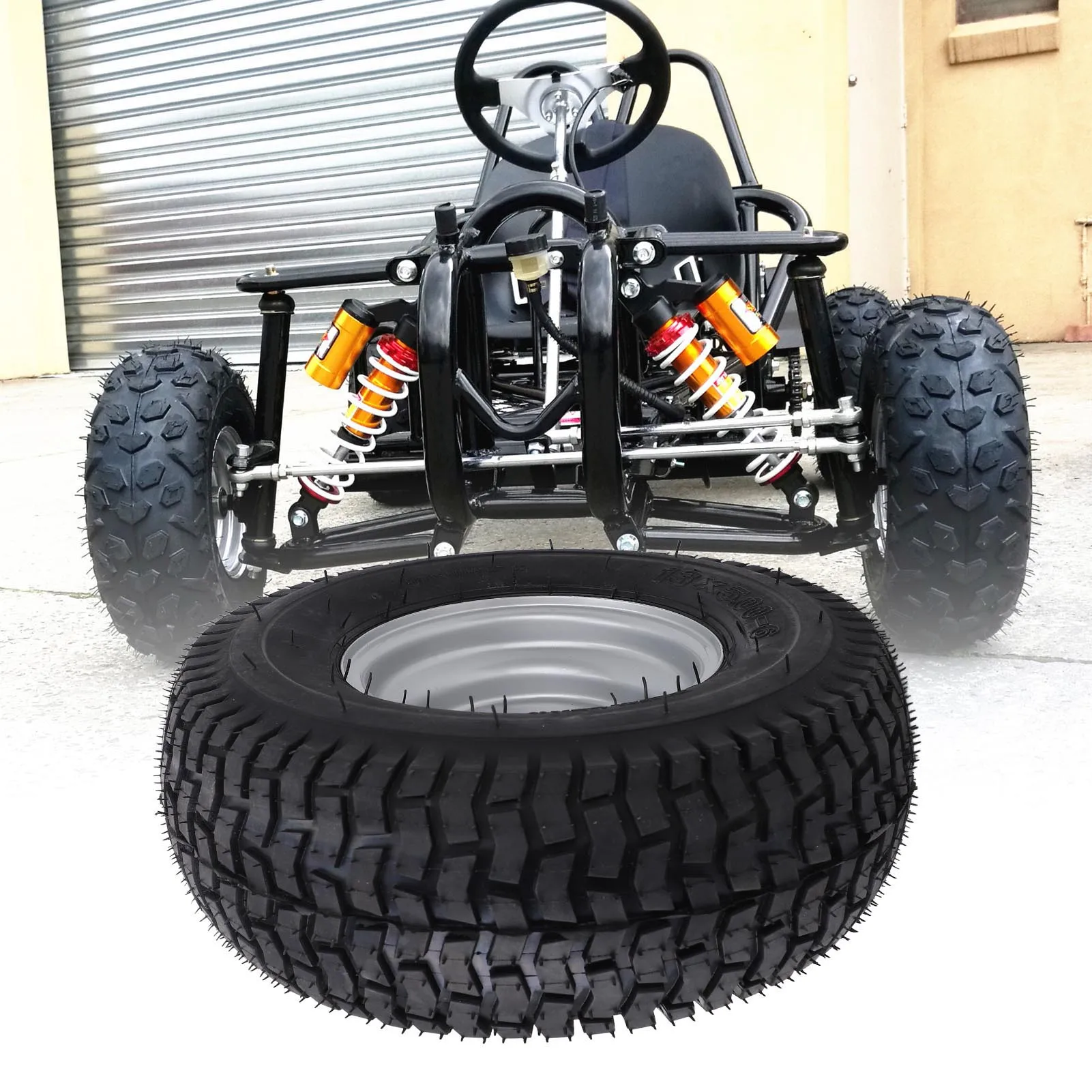 13x5.00-6 Wheel Tire Abrasion Proof Wheel Tire with Rim Enhanced Traction Vacuum Tubeless Antislip for Cart for Mini Bike
13x5.00-6 Wheel Tire Abrasion Proof Wheel Tire with Rim Enhanced Traction Vacuum Tubeless Antislip for Cart for Mini Bike