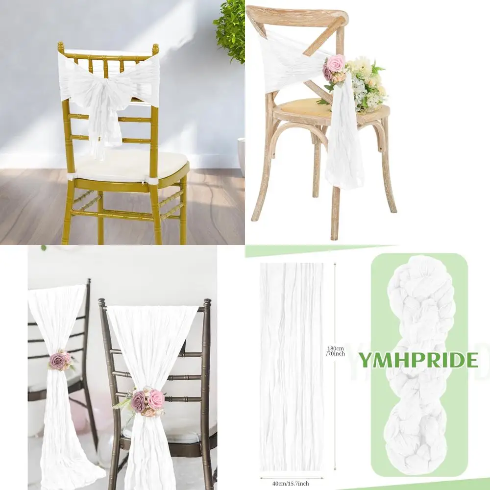 50 Pack White Wedding Chair Sashes with Bows, 15.7x70 inch, Ideal for Party, Banquet, Hotel Chair Decorations
50 Pack White Wedding Chair Sashes with Bows, 15.7x70 inch, Ideal for Party, Banquet, Hotel Chair Decorations