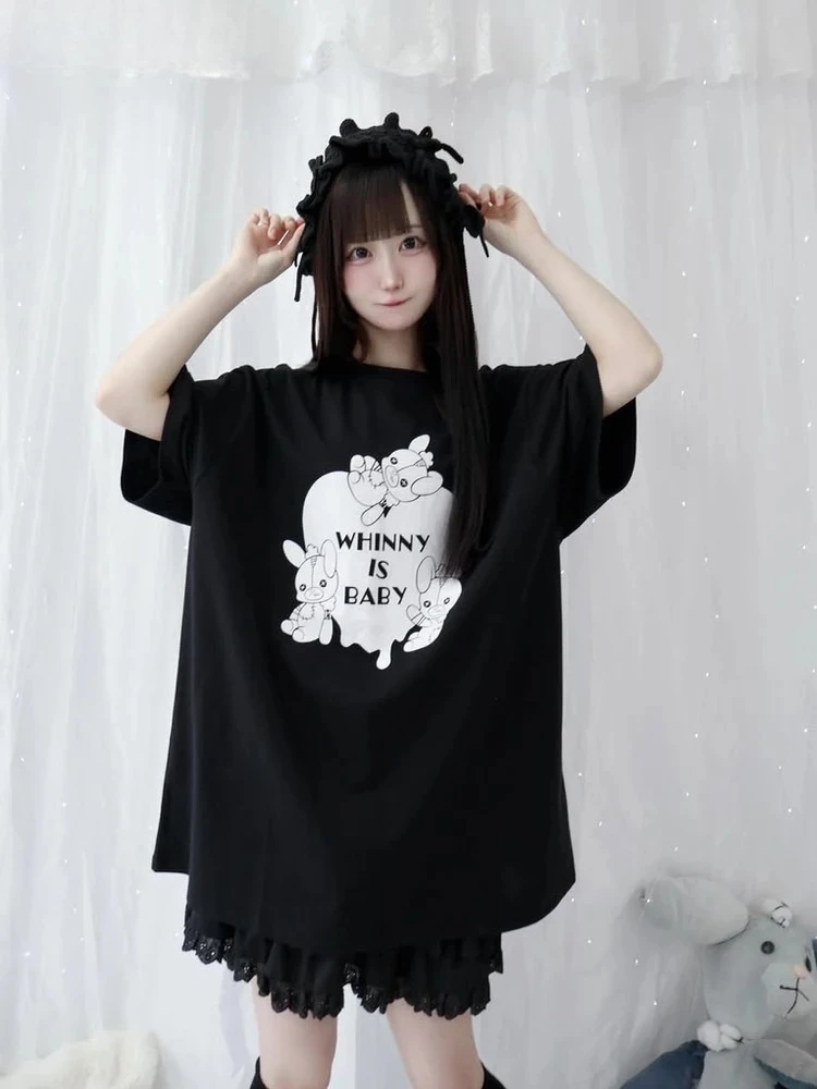 Sweet Round Neck Short-sleeved Top Pure Cotton Material Original Wind Mine Loose Cute Printed Couple Mid-length T-shirt
Sweet Round Neck Short-sleeved Top Pure Cotton Material Original Wind Mine Loose Cute Printed Couple Mid-length T-shirt