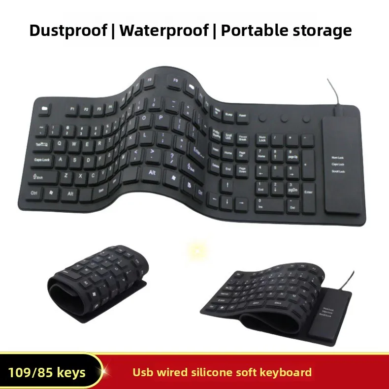 85-key 109-keyboard silicone soft keyboard dustproof and waterproof foldable portable storage with wired USB keyboard
85-key 109-keyboard silicone soft keyboard dustproof and waterproof foldable portable storage with wired USB keyboard