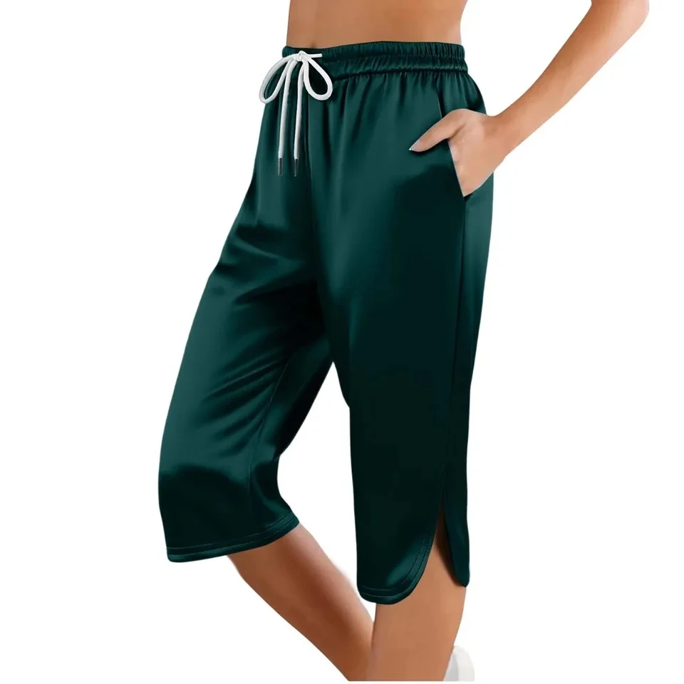 Womens Silky Satin Capris Pants With Pockets Soft High Waist Straight Leg Trousers Drawstring Casual Summer Cropped Pants
Womens Silky Satin Capris Pants With Pockets Soft High Waist Straight Leg Trousers Drawstring Casual Summer Cropped Pants