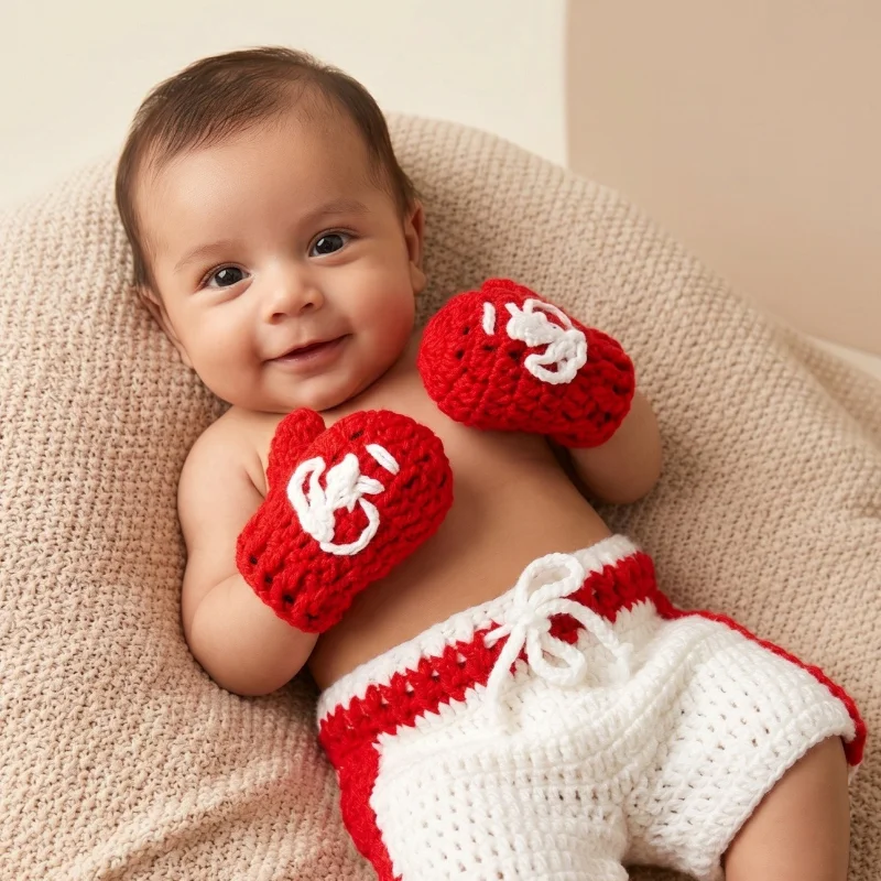Newborn Boxing Photography Outfit 2Pcs Knitted Shorts & Gloves Baby Boxer Costume Photoshoot Props Gender Reveal Gift
Newborn Boxing Photography Outfit 2Pcs Knitted Shorts & Gloves Baby Boxer Costume Photoshoot Props Gender Reveal Gift