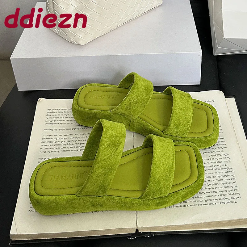 Fashion Thick Soled Ladies Flats Slippers Shoes Square Toe Footwear Flock Women Flats Slippers Female Slides Sandals Shoes
Fashion Thick Soled Ladies Flats Slippers Shoes Square Toe Footwear Flock Women Flats Slippers Female Slides Sandals Shoes