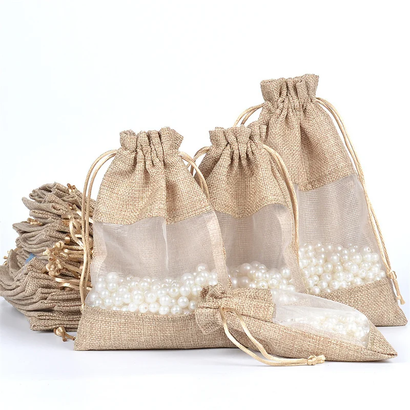 50pcs Wholesale Linen Bags Window Drawstring Candy Gift Jewelry Packaging Storage Bundle Pocket Reusable Pouches Party
50pcs Wholesale Linen Bags Window Drawstring Candy Gift Jewelry Packaging Storage Bundle Pocket Reusable Pouches Party