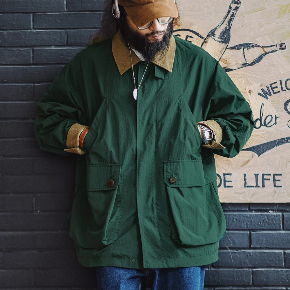 Maden Men's Retro Multi-pocket Safari Jacket Green Loose Corduroy Lapel Classic Coat Versatile Outerwear for Spring and Autumn
Maden Men's Retro Multi-pocket Safari Jacket Green Loose Corduroy Lapel Classic Coat Versatile Outerwear for Spring and Autumn