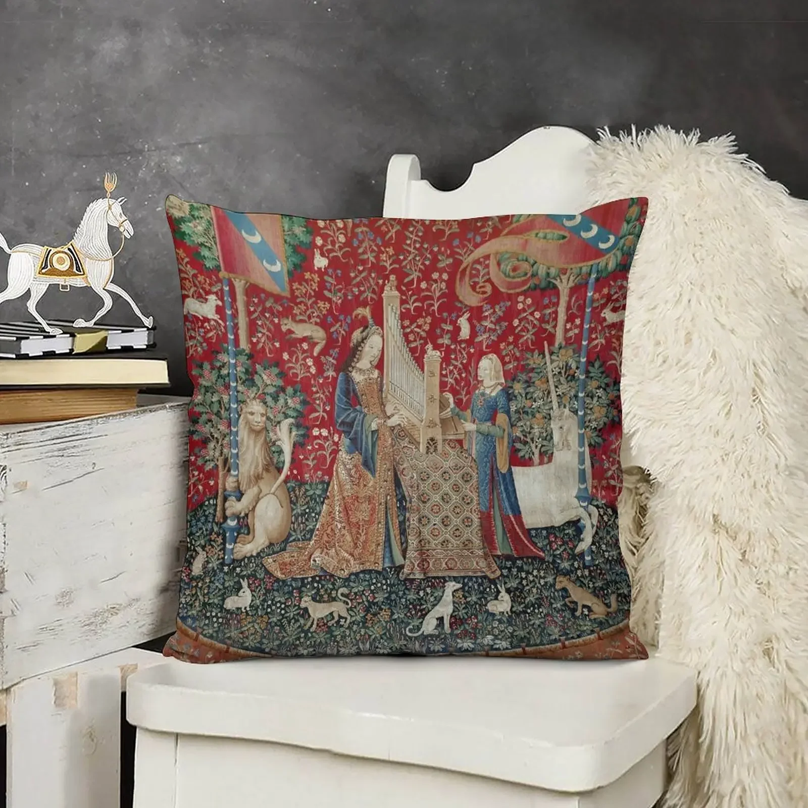 Lady and Unicorn Medieval Tapestry Five Senses - Hearing Throw Pillow Luxury Pillow Case Christmas Throw Pillows Covers pillow
Lady and Unicorn Medieval Tapestry Five Senses - Hearing Throw Pillow Luxury Pillow Case Christmas Throw Pillows Covers pillow
