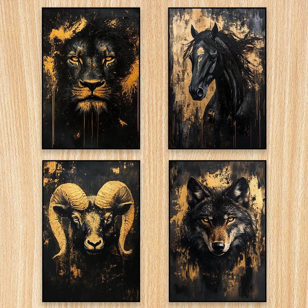 Black and Gold Animal Portrait Poster Gold Lion Canvas Painting Luxury Wildlife Wall Art Poster Modern Abstract Print Office Art
Black and Gold Animal Portrait Poster Gold Lion Canvas Painting Luxury Wildlife Wall Art Poster Modern Abstract Print Office Art