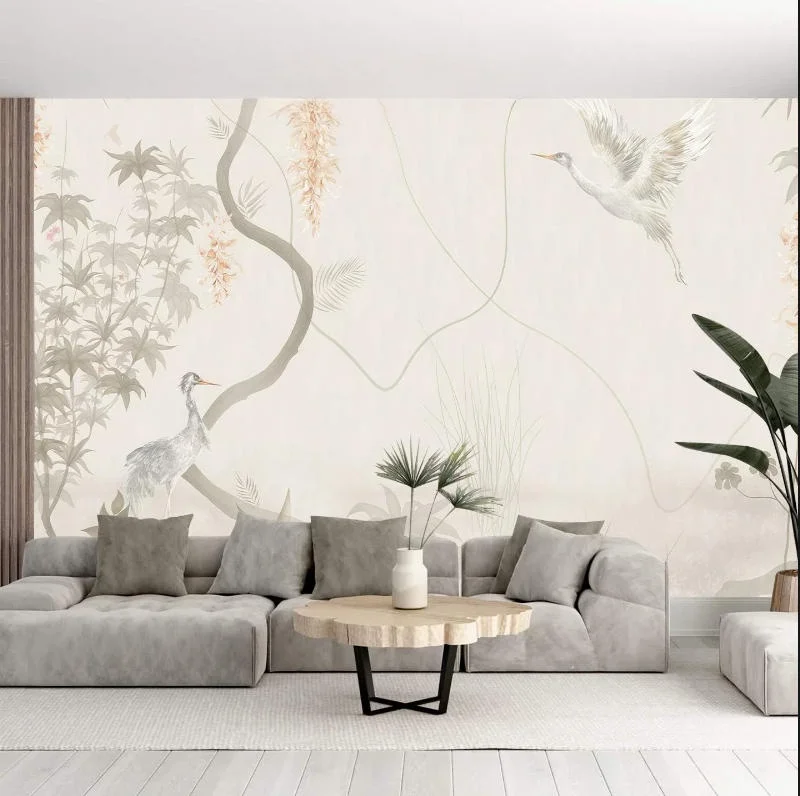 custom TV background New Chinese style cream color crane tropical plant animal wallpaper sofa living room wall paper home decor
custom TV background New Chinese style cream color crane tropical plant animal wallpaper sofa living room wall paper home decor