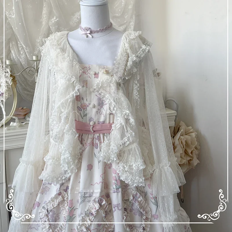 Lolita Sweet Women Shirts Lace Mesh Harajuku Blouse Y2K Aesthetic Long Sleeve Preppy Style Female Cardigan Japanese Ruffles Tops
Lolita Sweet Women Shirts Lace Mesh Harajuku Blouse Y2K Aesthetic Long Sleeve Preppy Style Female Cardigan Japanese Ruffles Tops