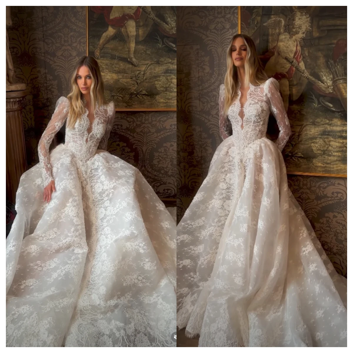 High Neck Long Sleeve Ball Dress Wedding Dress Deep V Plunge Lace Corset Train Vintage Bridal Gown Vestido De Novia Customized
High Neck Long Sleeve Ball Dress Wedding Dress Deep V Plunge Lace Corset Train Vintage Bridal Gown Vestido De Novia Customized