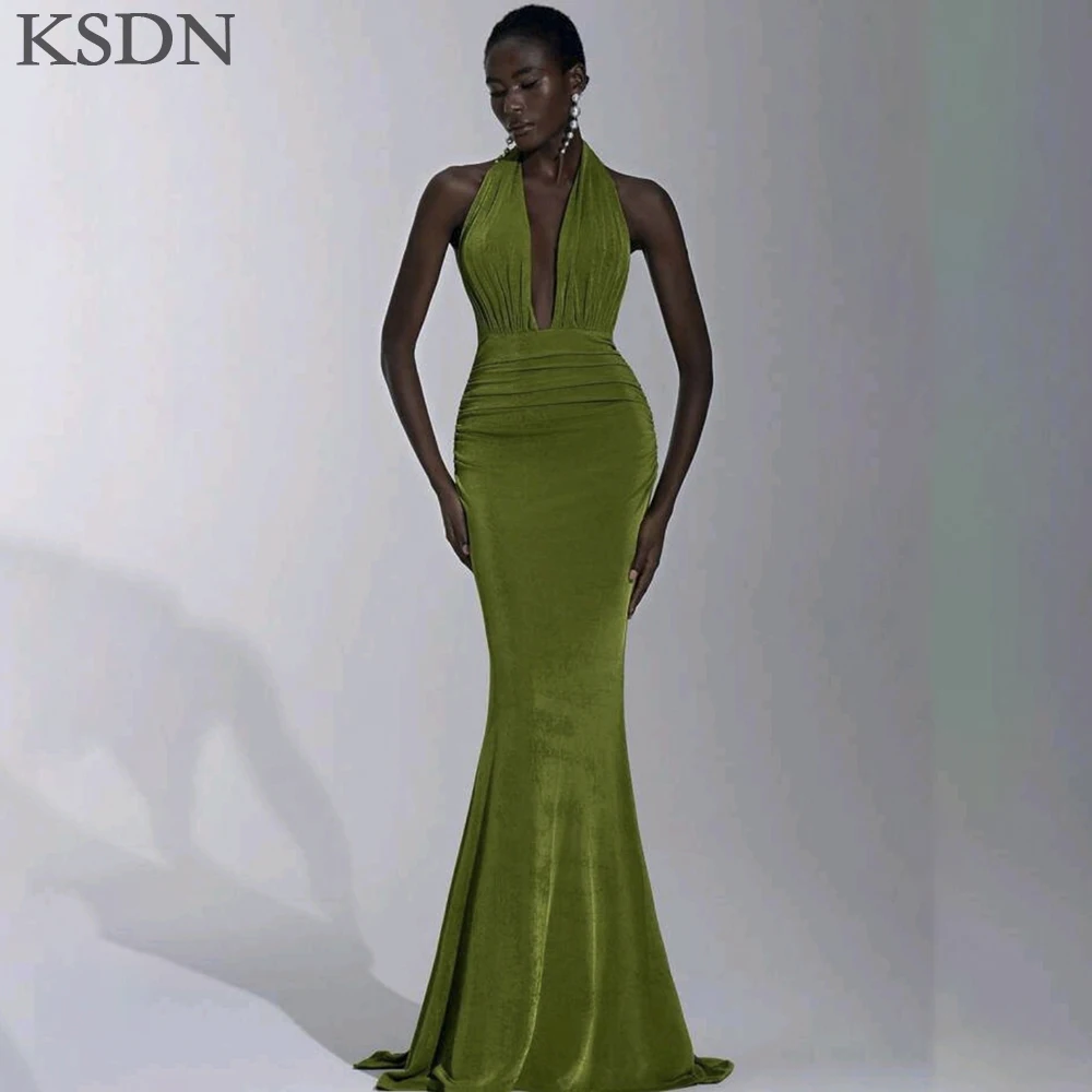 KSDN сексуальные вечерние платья с открытой спиной и лямкой на шее, индивидуальное бархатное платье русалки без рукавов со шлейфом, элегантное платье Woneb для особых случаев
KSDN сексуальные вечерние платья с открытой спиной и лямкой на шее, индивидуальное бархатное платье русалки без рукавов со шлейфом, элегантное платье Woneb для особых случаев