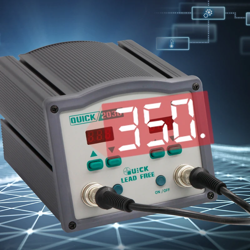 Dual Station Quick 203D Electric Soldering Irons 90W*2 New Condition Cheap Mobile Repairing Tool
Dual Station Quick 203D Electric Soldering Irons 90W*2 New Condition Cheap Mobile Repairing Tool